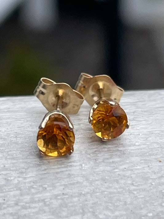 14k gold citrine stud earrings