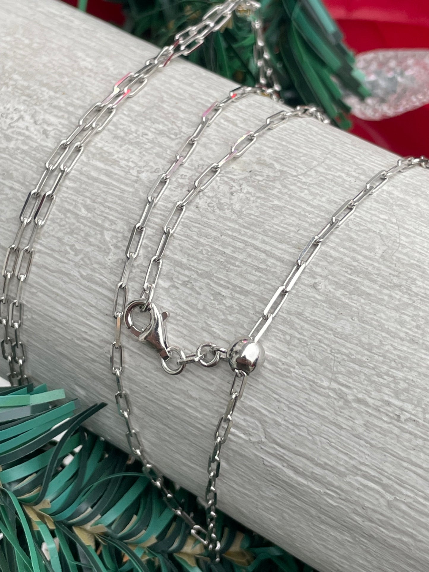 Sterling Silver Paperclip Link Adjustable Chain Up to 30” Long