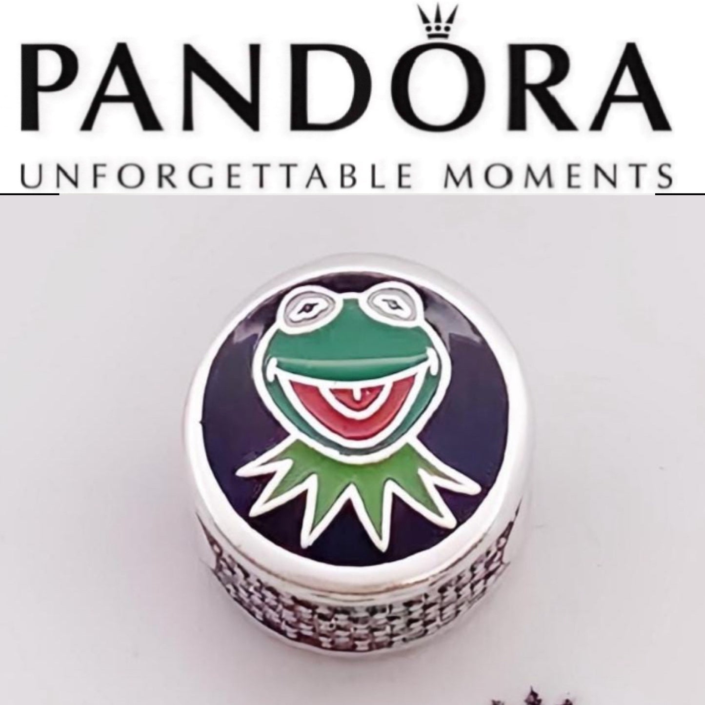 Pandora Muppets Kermit the Frog Round Signet Charm - New in Box