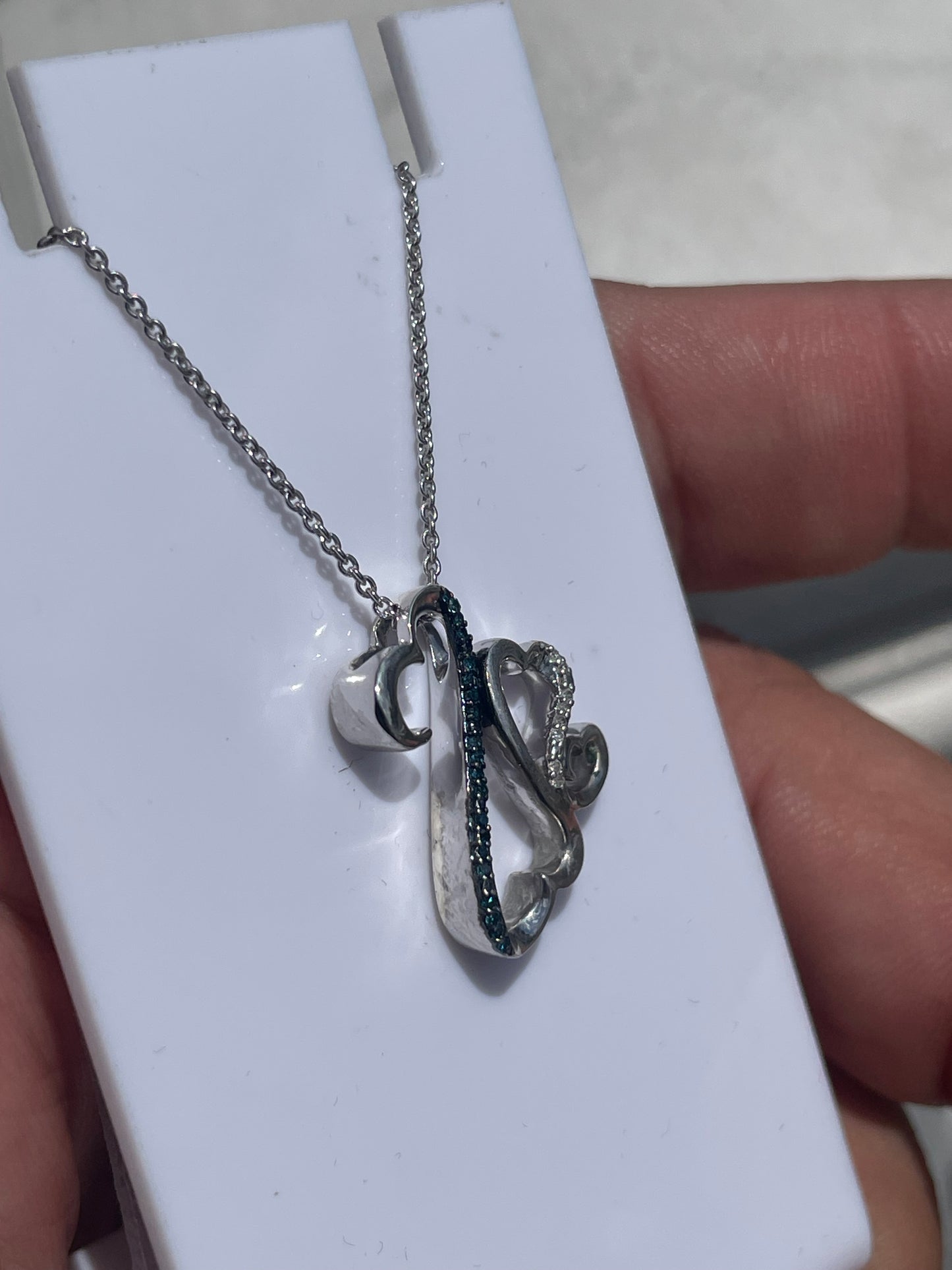 925 Sterling Silver Jane Seymour Open your Heart Diamond Necklace