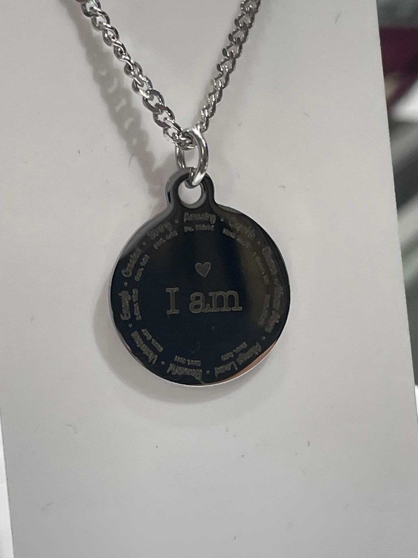 Stainless Steel I am Women’s Prayer Disc Necklace