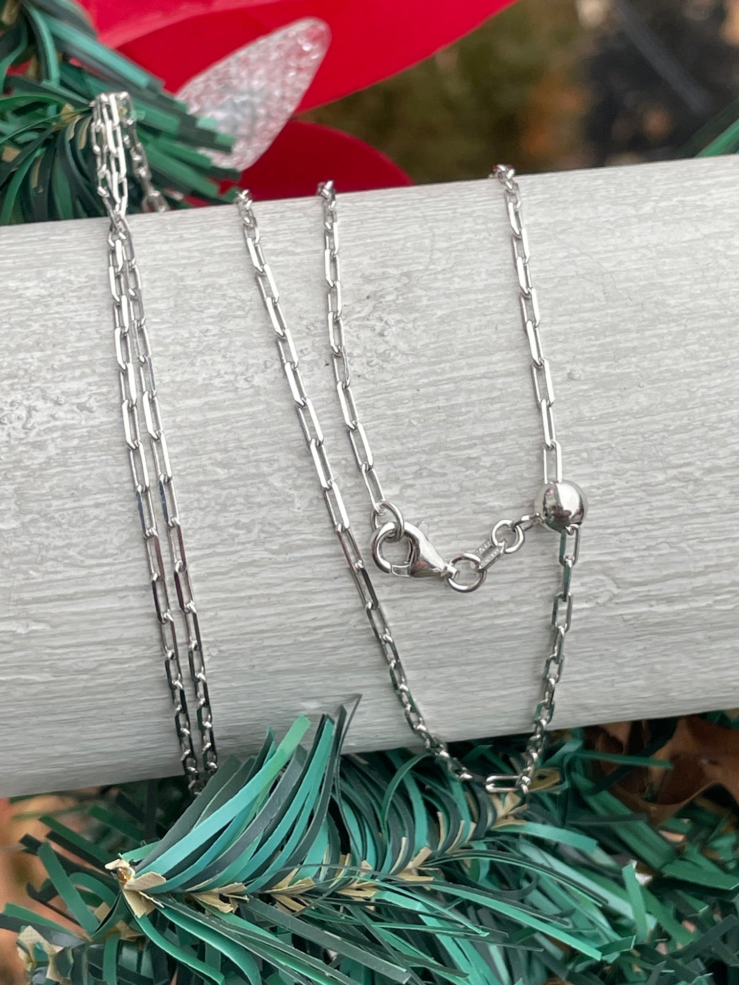 Sterling Silver Paperclip Link Adjustable Chain Up to 30” Long
