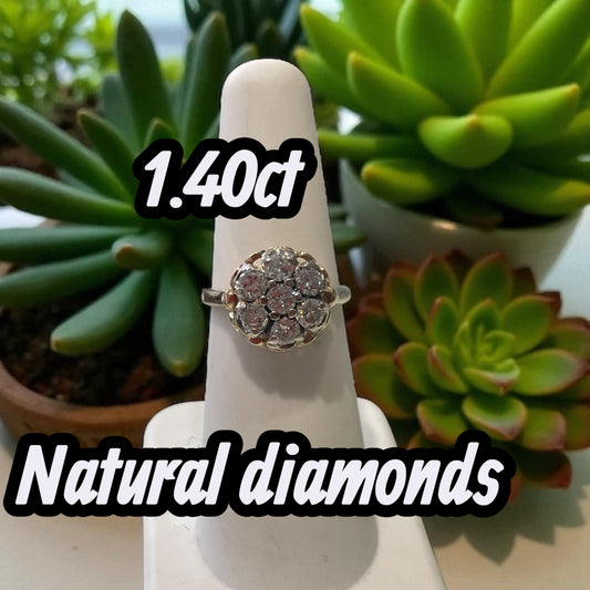14k Gold 1.40ct Natural Diamond Cluster Ring Size 5.75