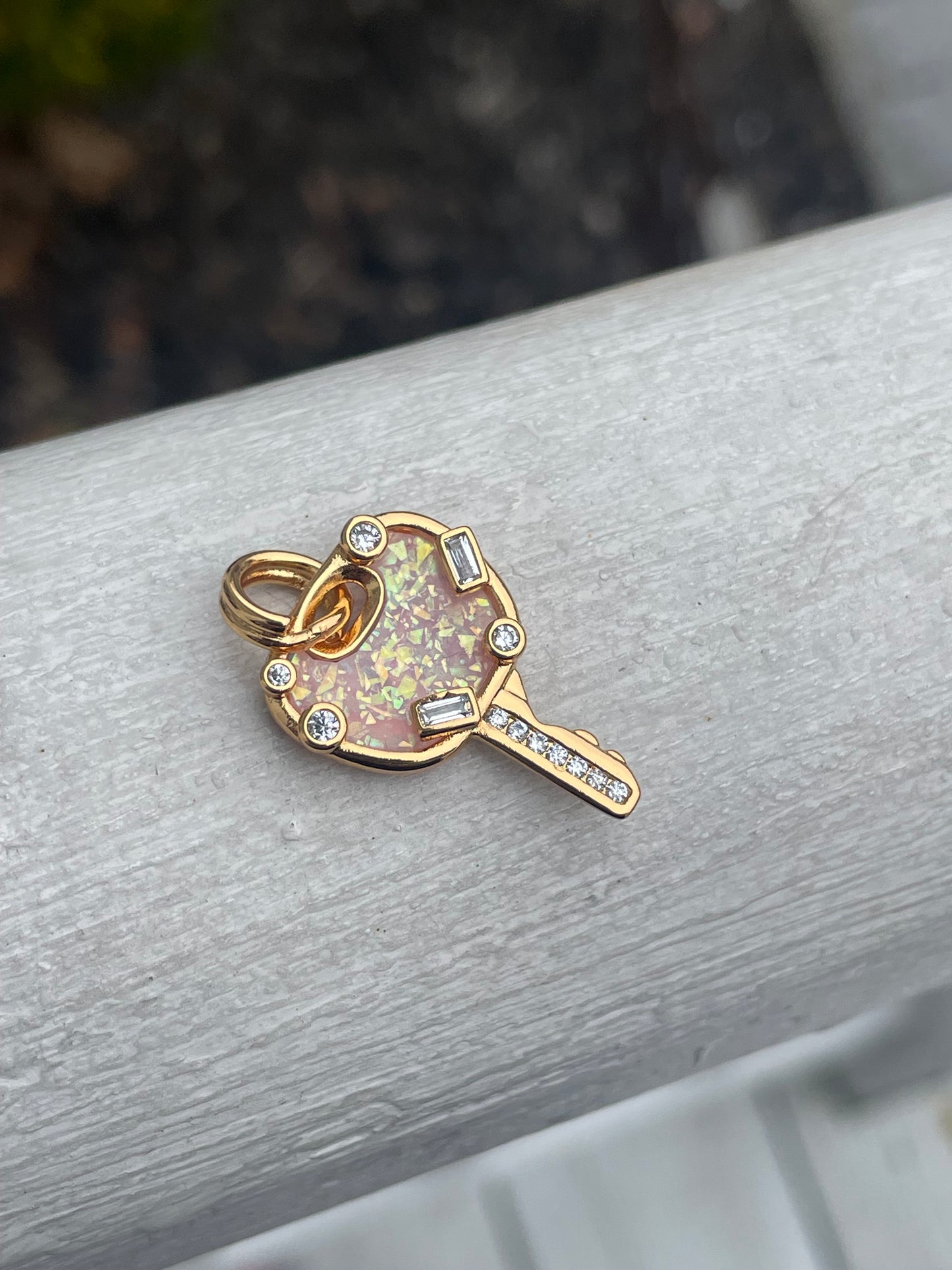 Pandora Shine Pink Opalescent Love Key Pendant Charm