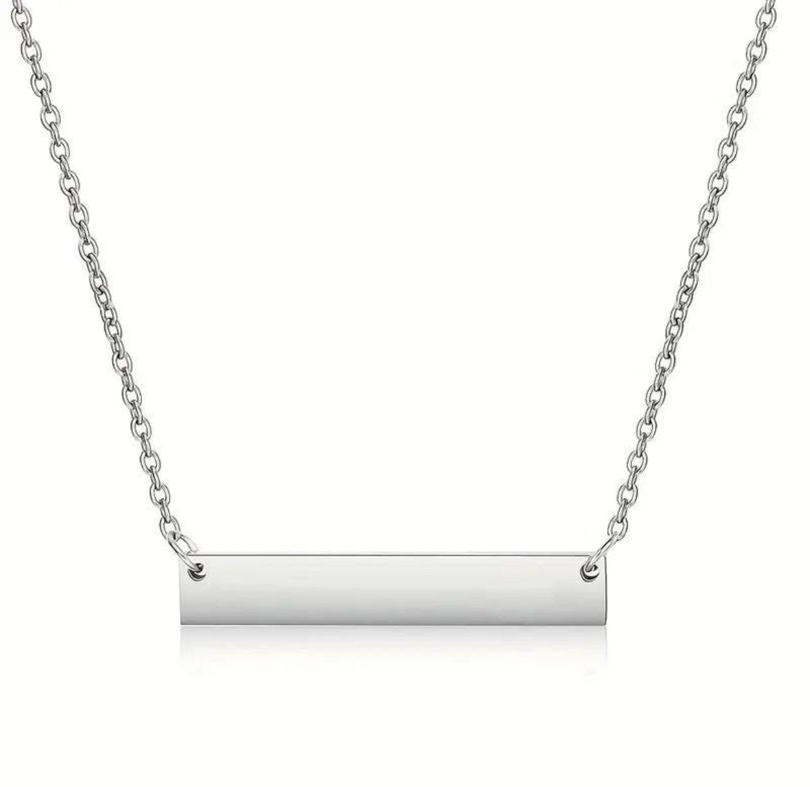 Stainless Steel Horizontal Bar Necklace - Engravable