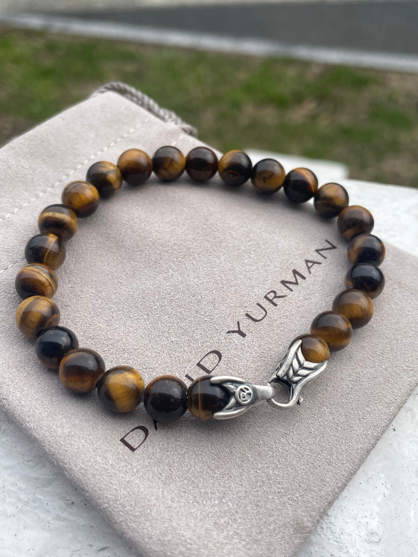 David Yurman Spiritual Beads Unisex Tiger Eye Bracelet 8.5”