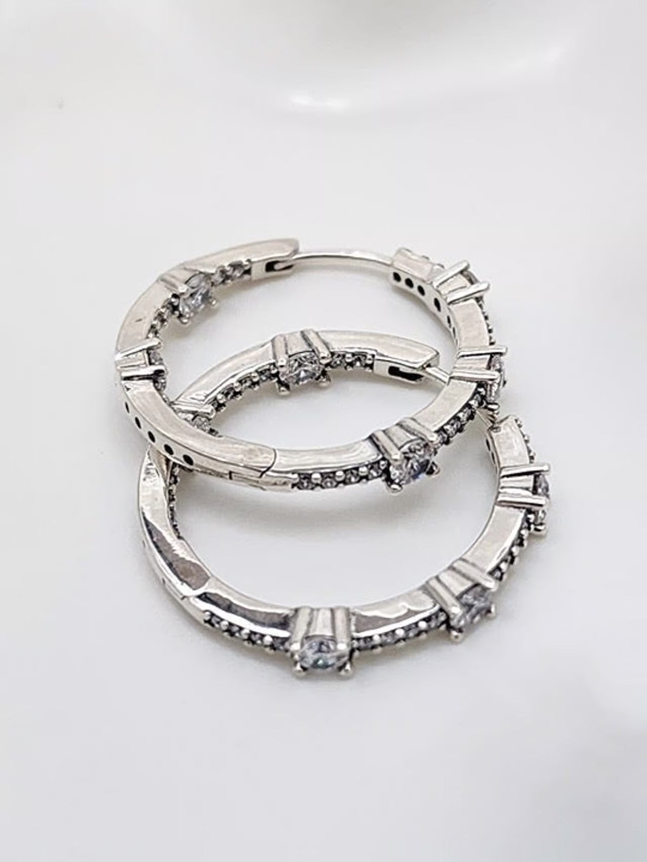 Pandora Sparkling Pavé CZ Bars Hoop Earrings 290043C01