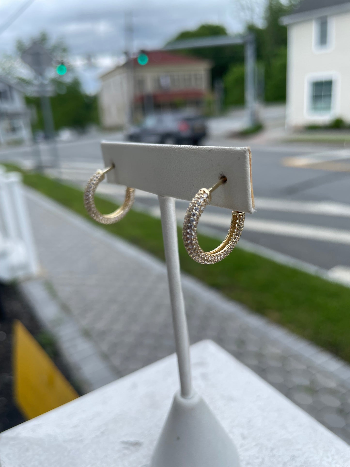 14k Gold Full Pavé Cz Hoop Earrings