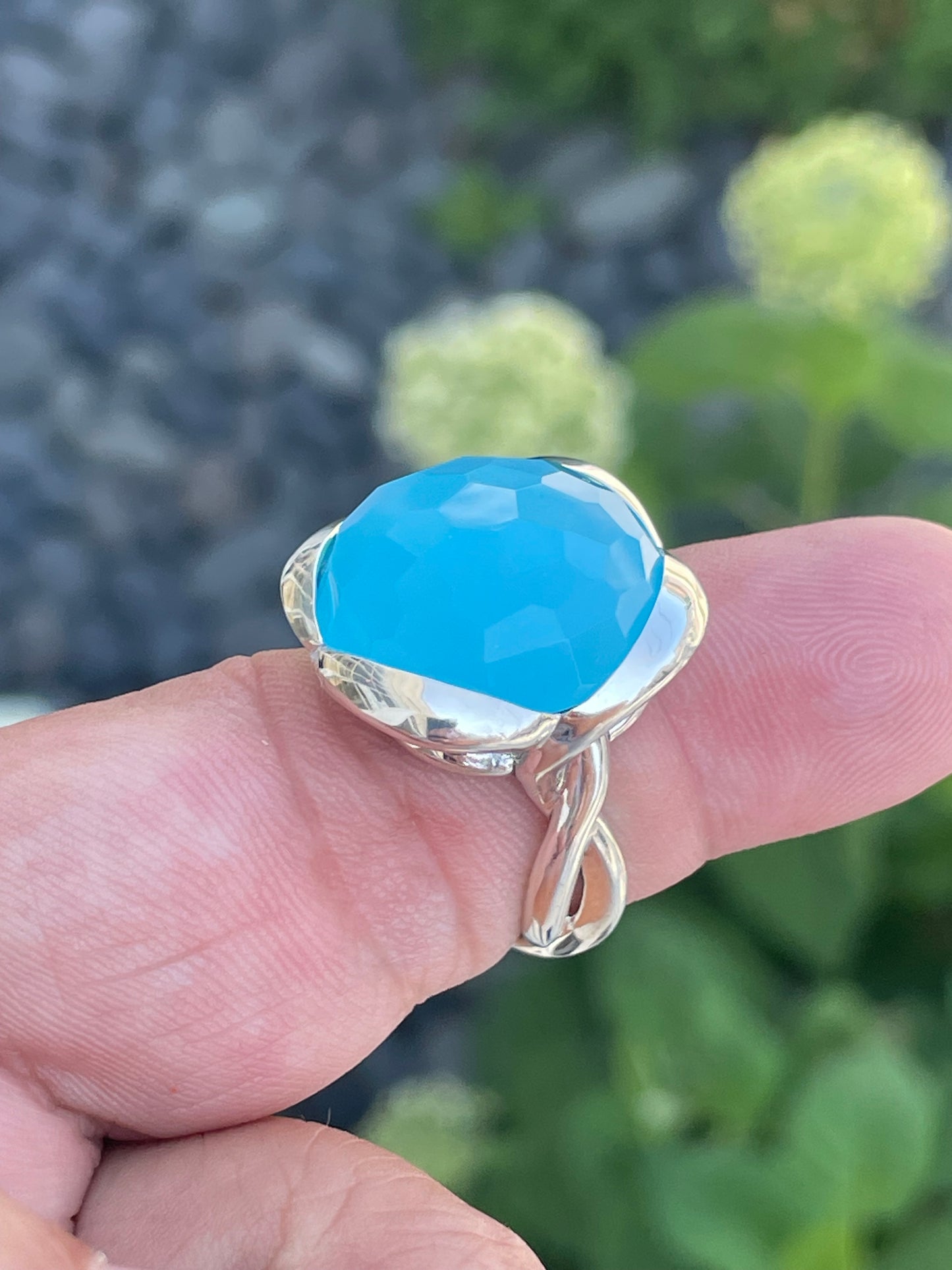 David Yurman Milky Blue Aquamarine Continuance Ring Size 6.5