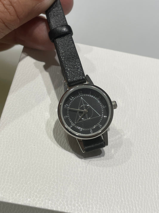Ladies Harry Potter Deathly Hallows Black Leather Wristwatch