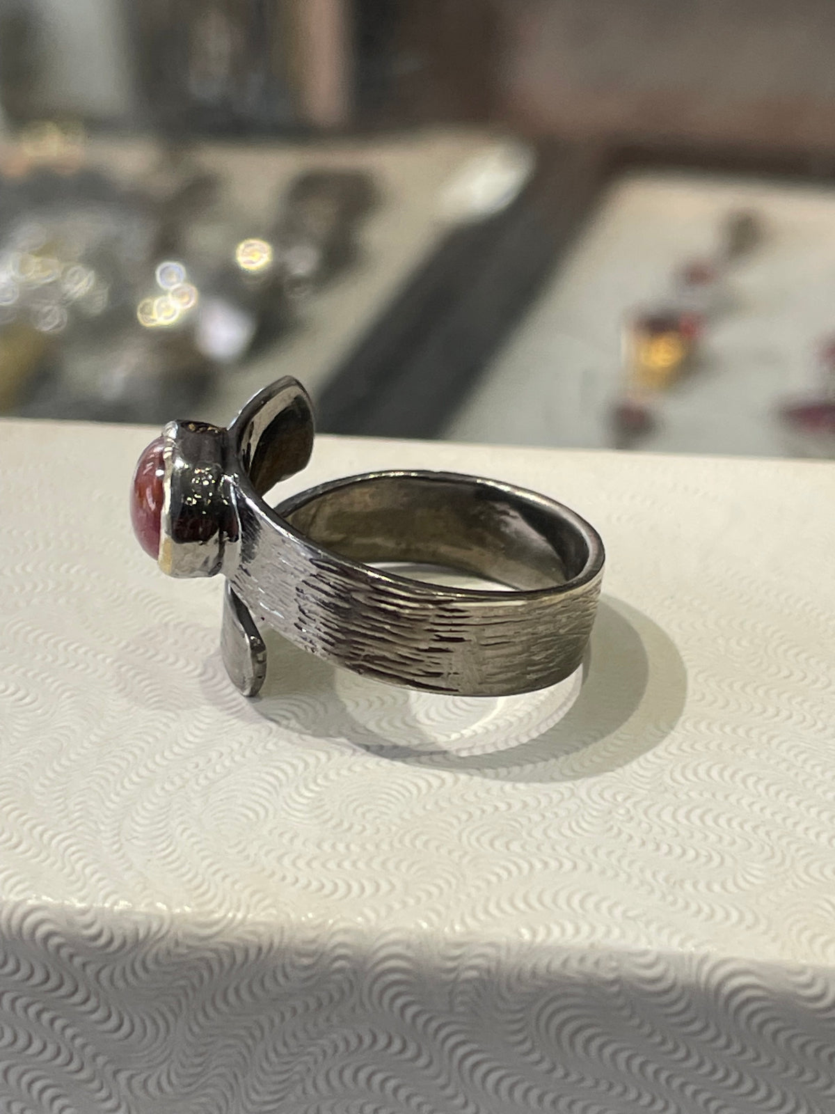 925 Oxidized Sterling Silver Natural Ruby Wrap Around Ring Open Size