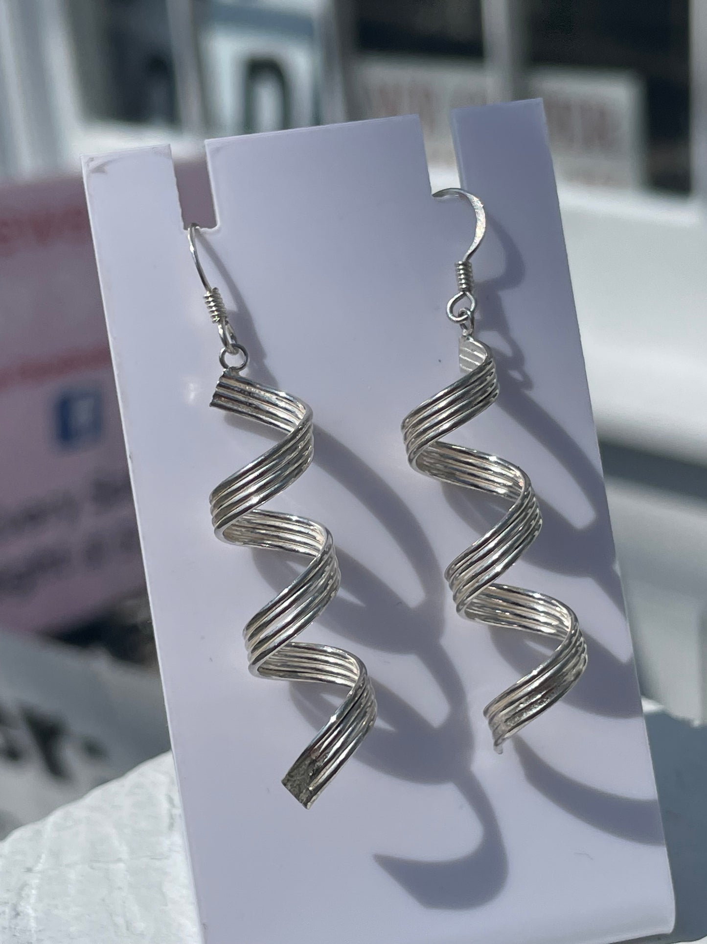 925 Sterling Silver Twist Ribbon Dangle Earrings