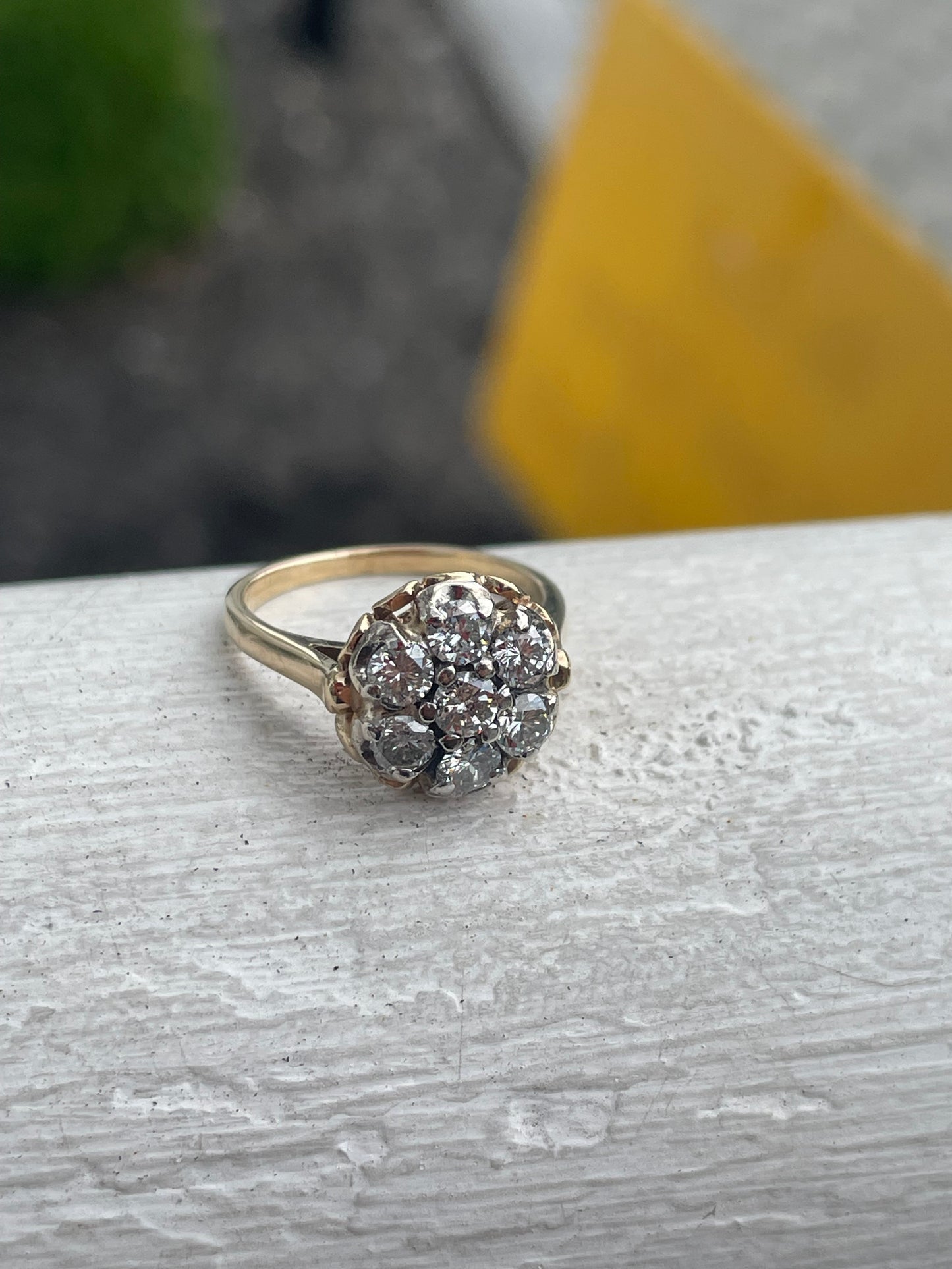 14k Gold 1.40ct Natural Diamond Cluster Ring Size 5.75