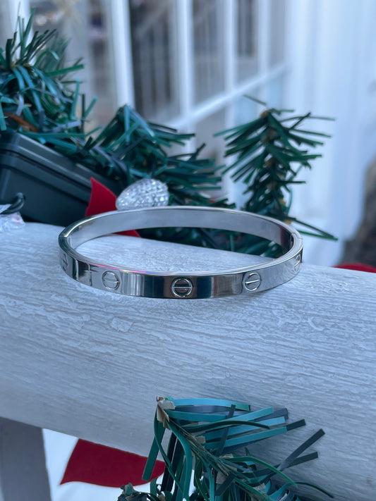 Stainless Steel Love Bangle Bracelet 6.75”