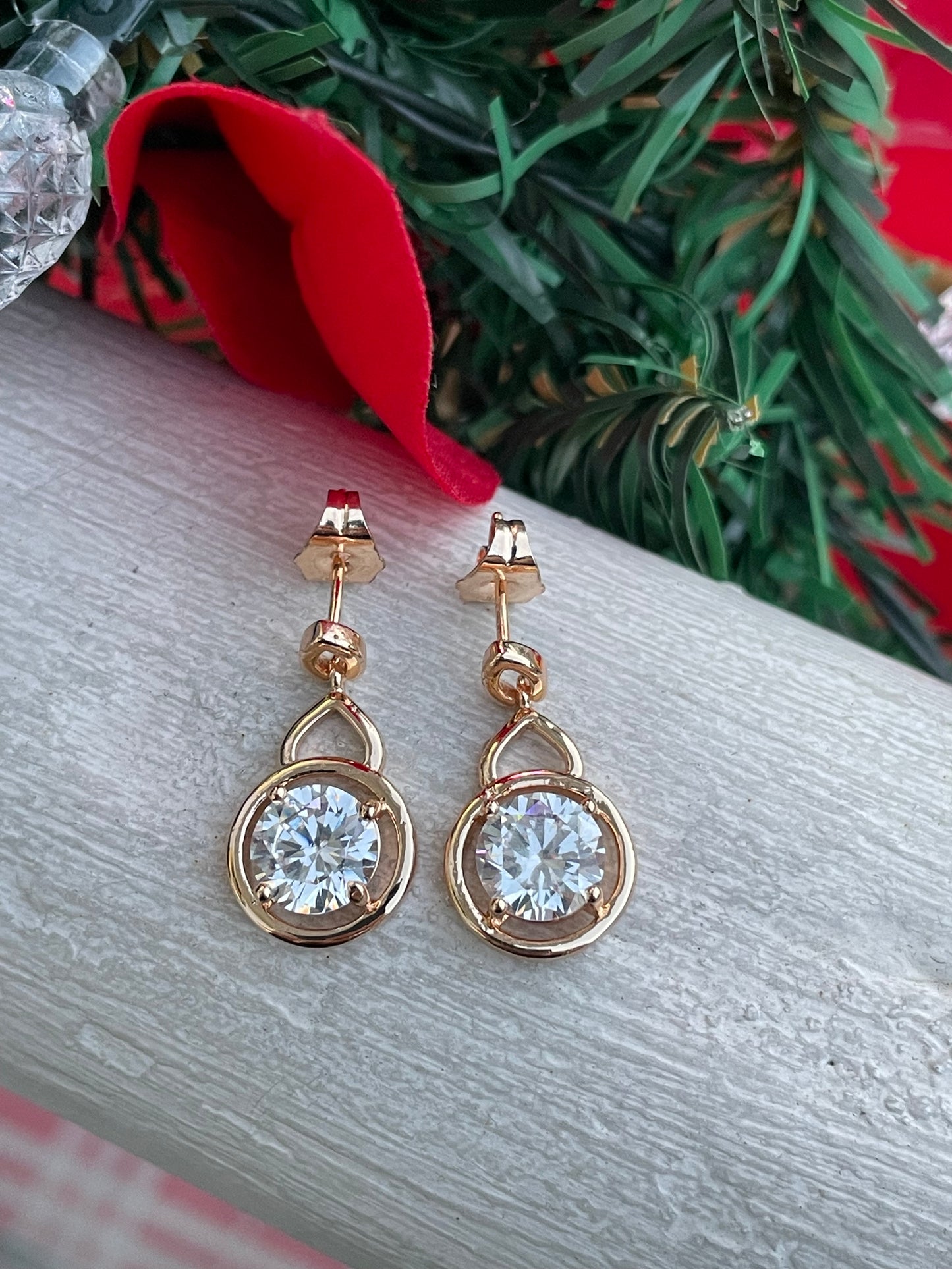 Stainless Steel Vermeil Infinity Large Cz Dangle Earrings