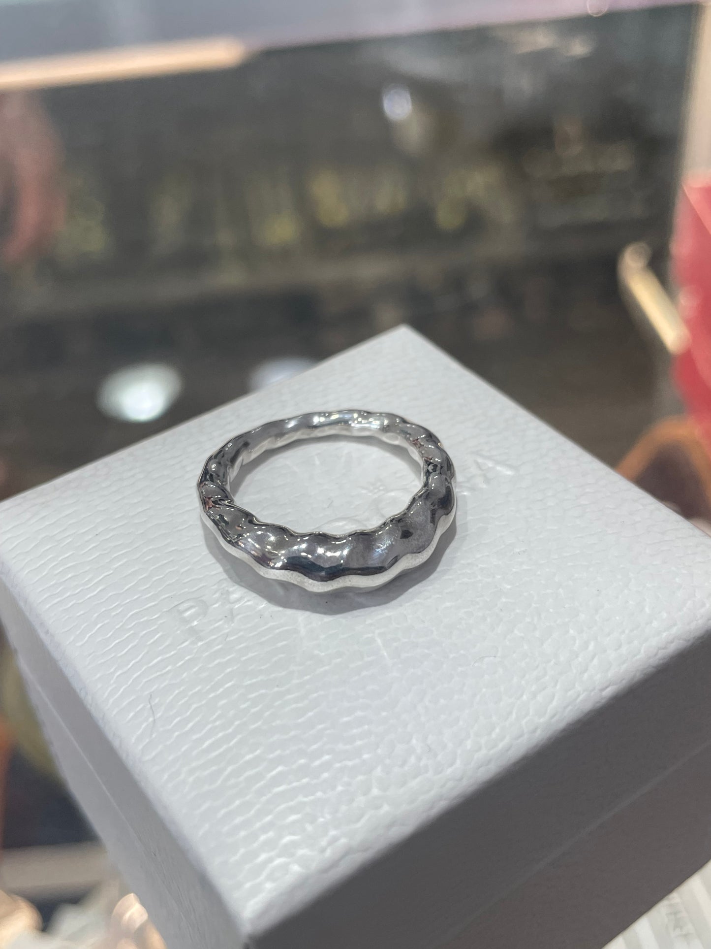 Rare Retired Pandora Liquid Silver Ripples Ring Size 6
