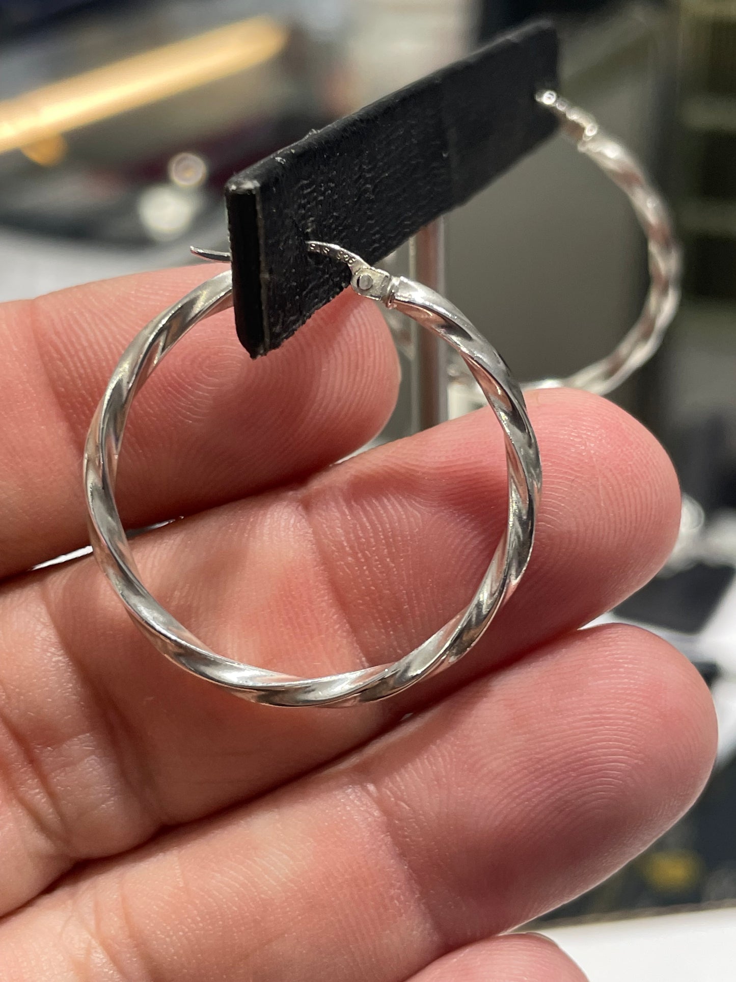 925 Sterling Silver Ladies Twist Braided Hoop Earrings