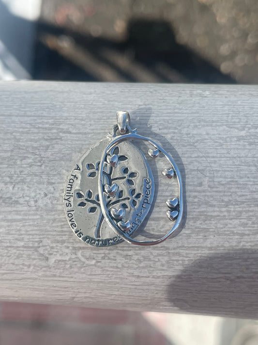 925 Sterling Silver Family Tree Pendant Charm