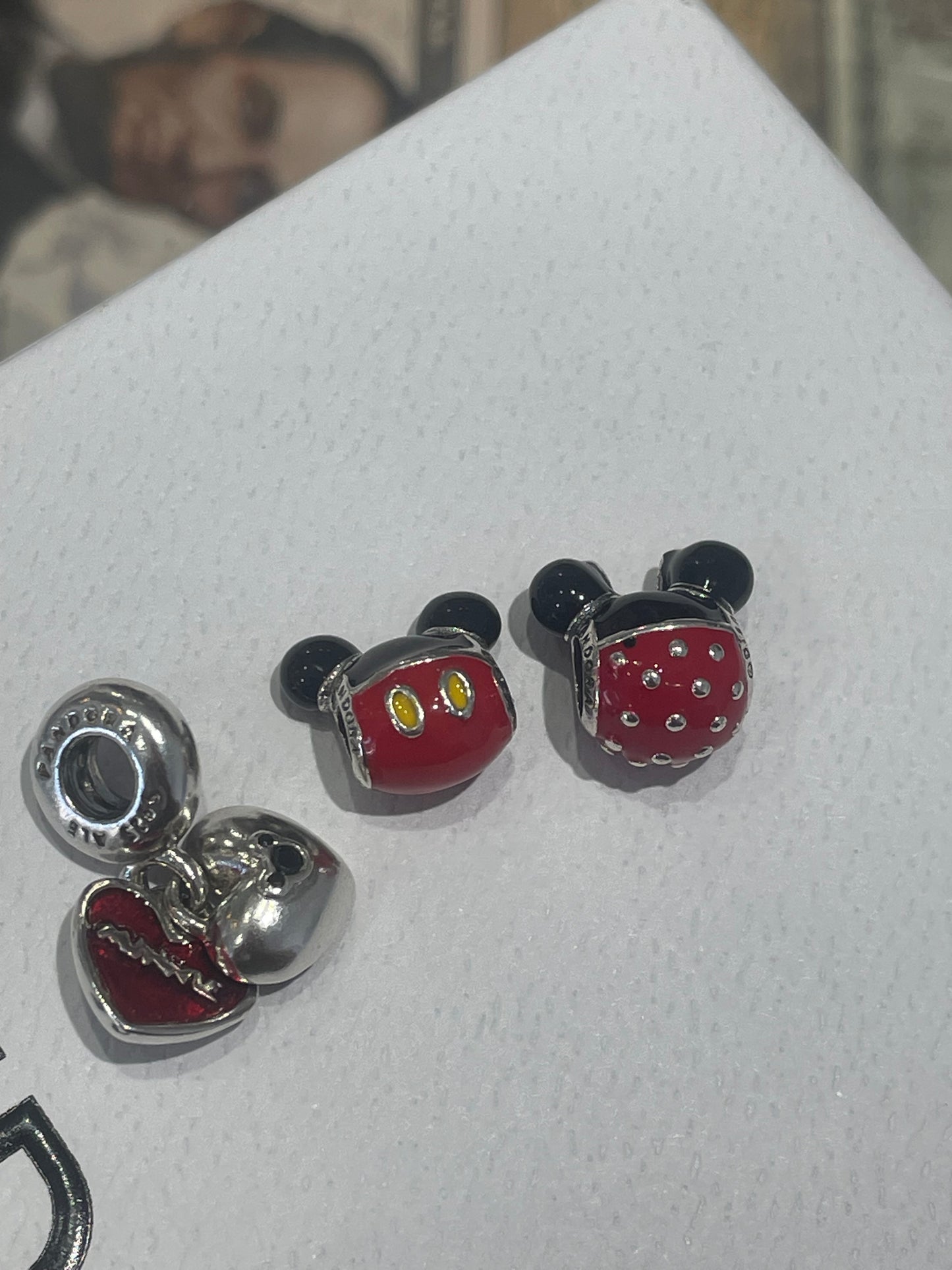 Pandora Disney 3pc Lot Mickey & Minnie Love Heart Set