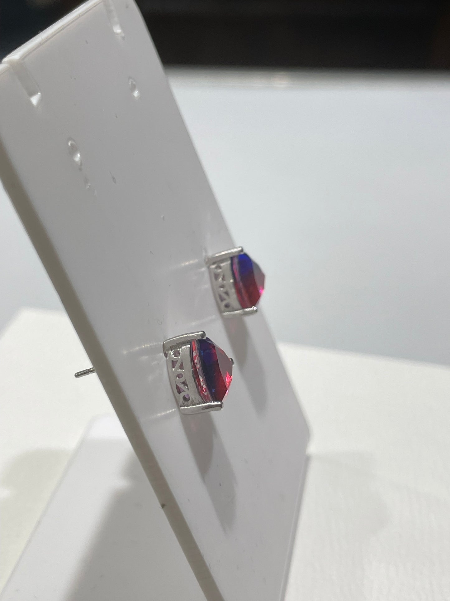 925 Sterling Silver Bi-Color Quartz Stud Earrings
