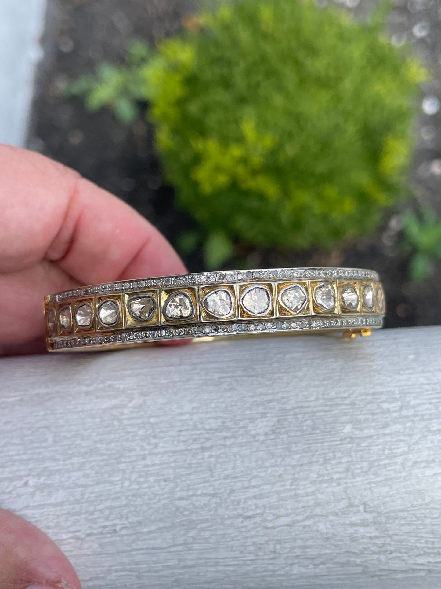 Vermeil 20.00ct Natural Diamond Bangle Bracelet 7”
