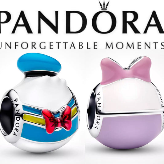Pandora x Disney Parks Exclusive Donald Duck & Daisy Duck Playful Icon 2pc Lot Set