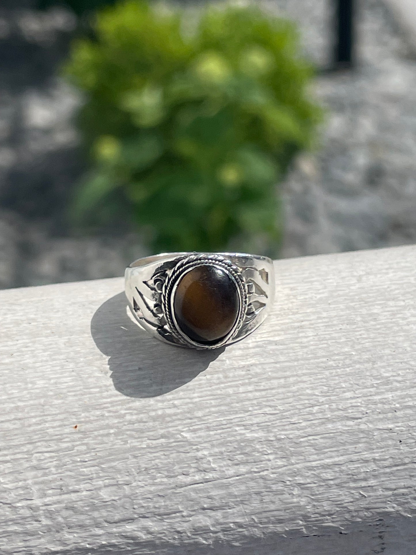 925 Sterling Silver Tiger’s Eye Ring Size 7