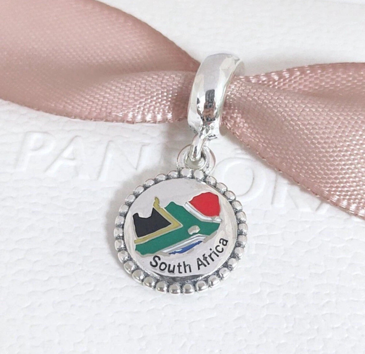 Rare Pandora South Africa Country Exclusive Flag Map Dangle Charm