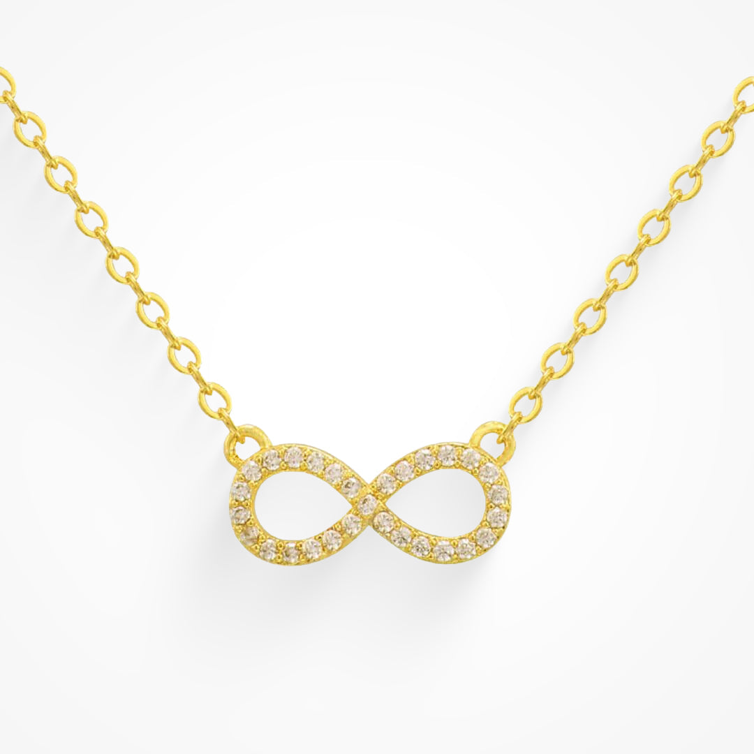925 Sterling Silver Vermeil Cz Infinity Necklace
