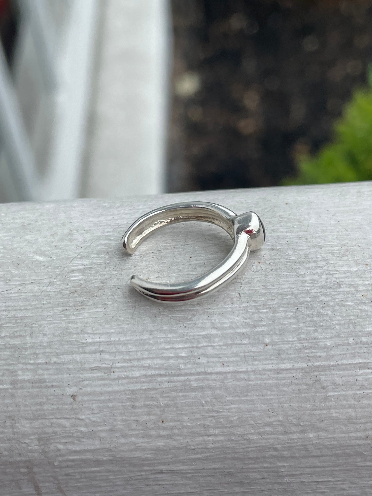 925 Sterling Silver Open Size Black Onyx Toe Ring