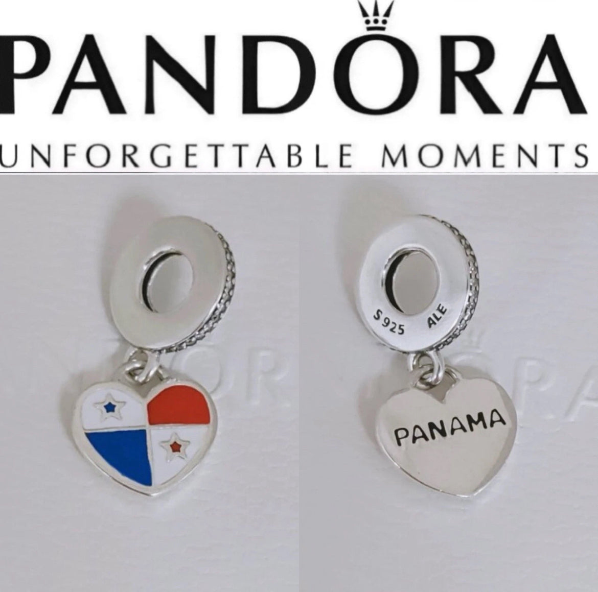 Pandora Panama Heart Flag Country Exclusive Travel Dangle Charm
