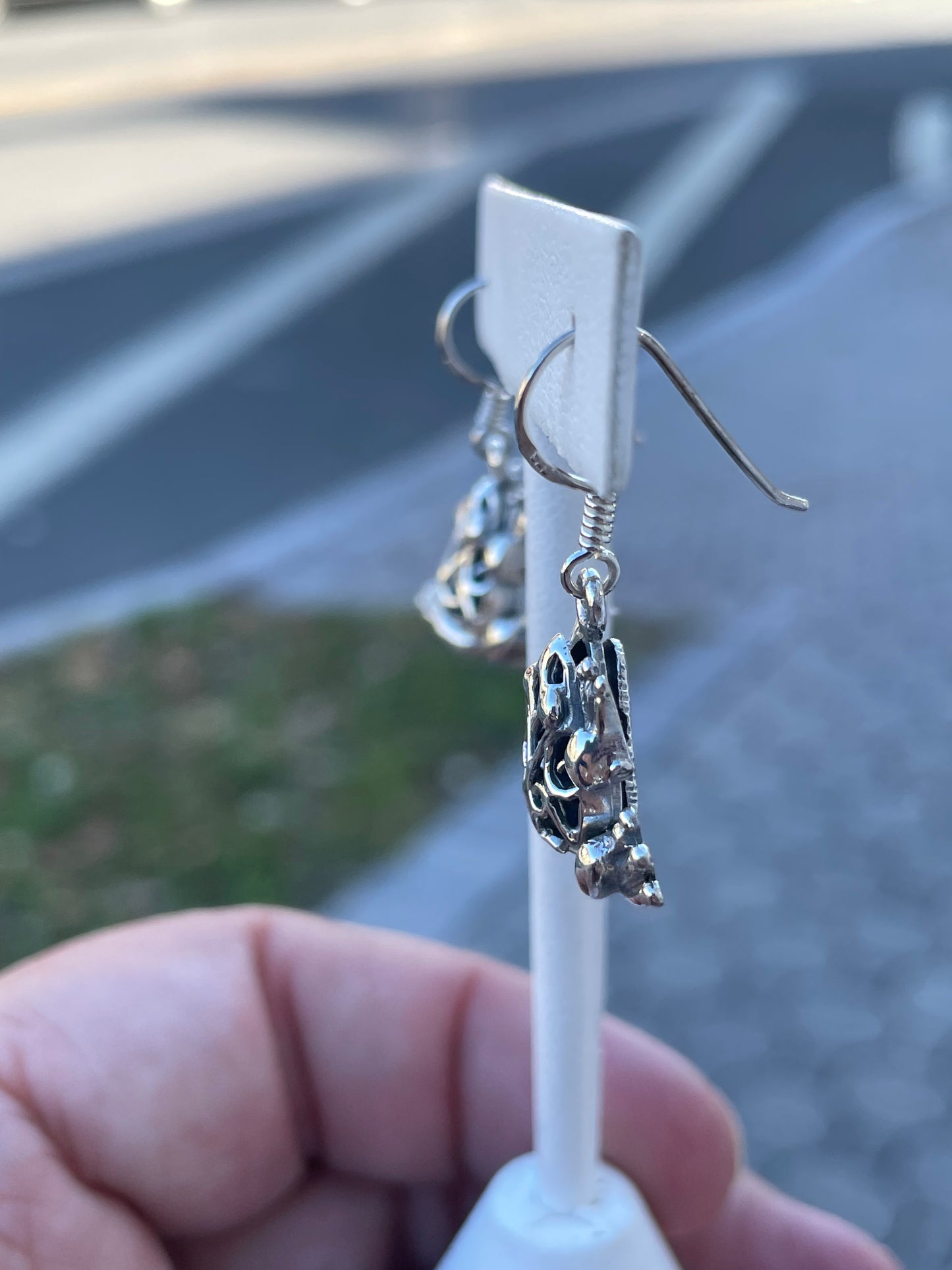 925 Sterling Silver 3-D Dangle Frog Earrings