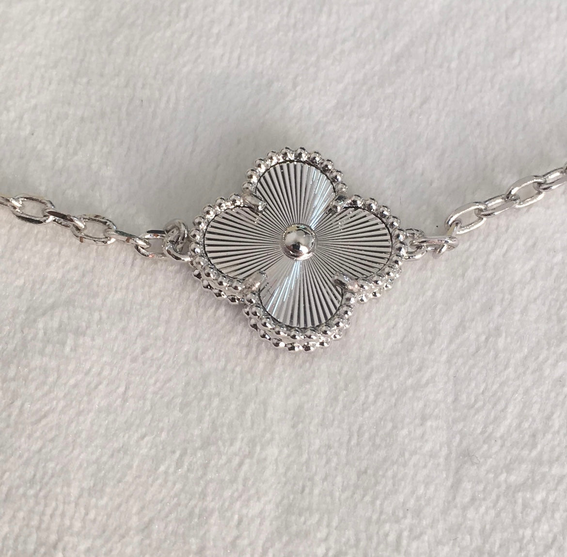 Stainless Steel Van Cleef lookalike 10 station quatrefoil Alhambra necklace