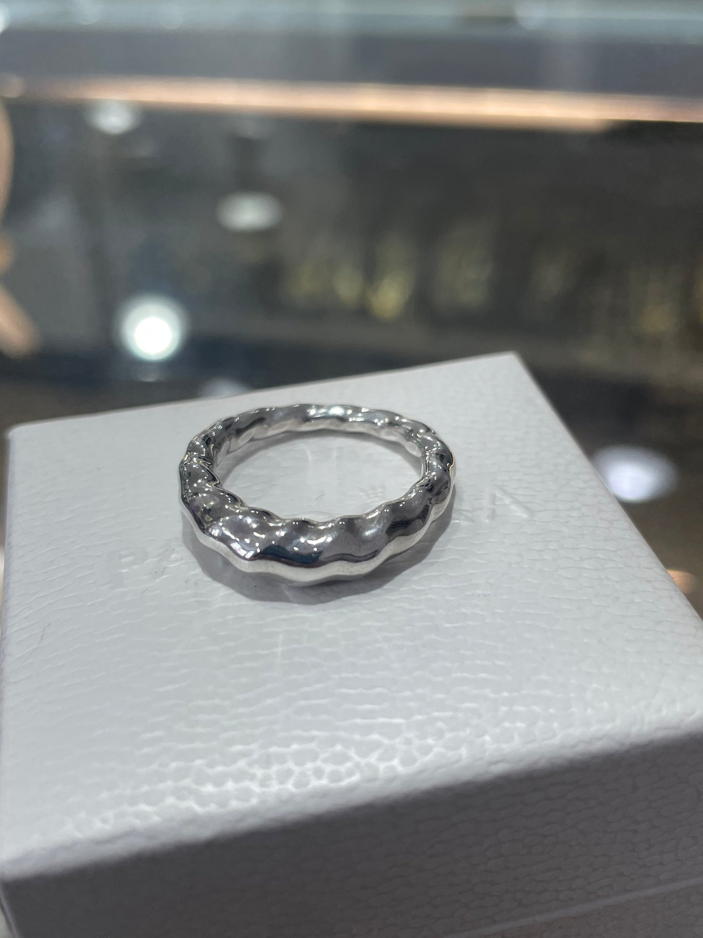 Rare Retired Pandora Liquid Silver Ripples Ring Size 6