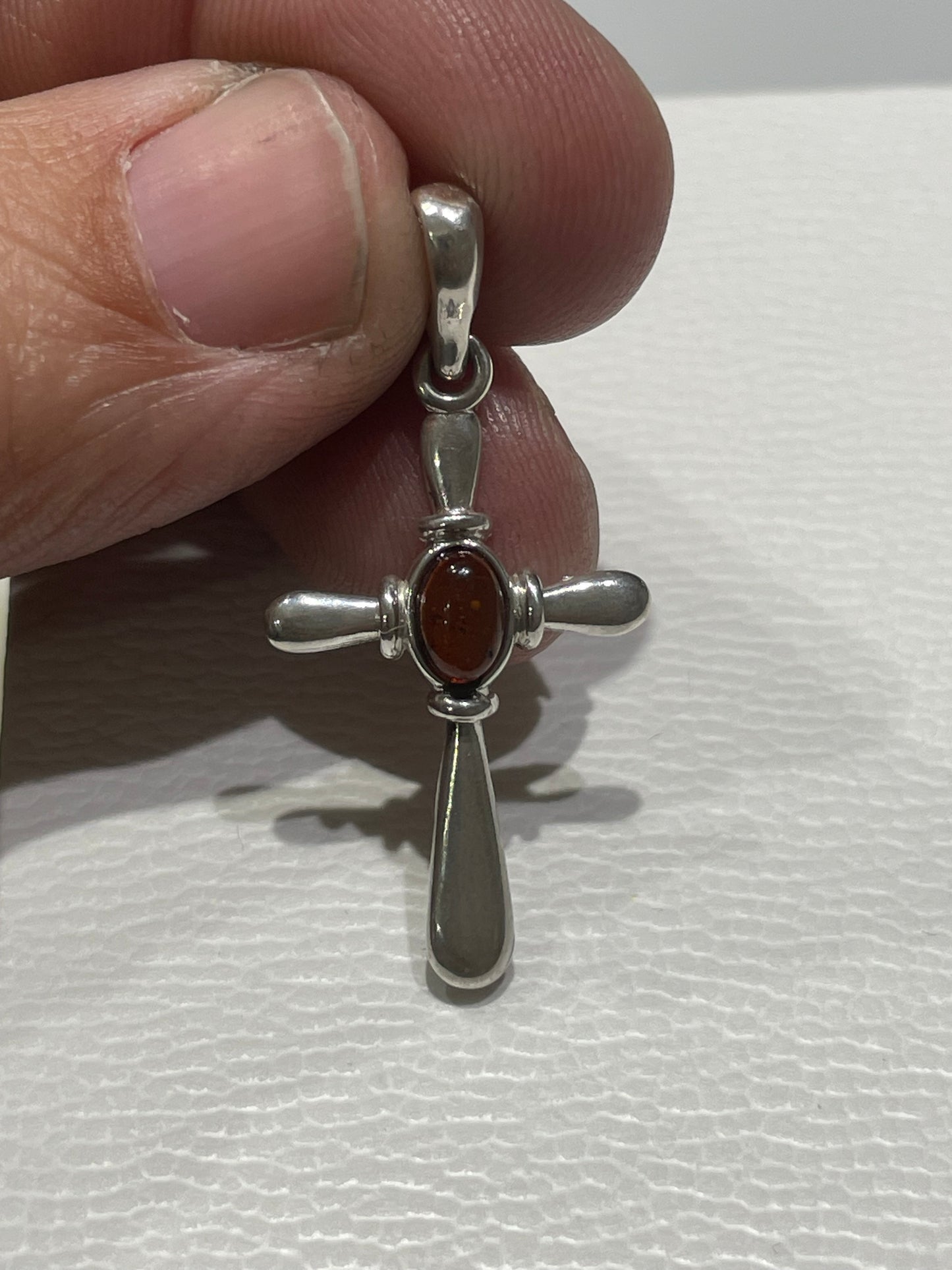 925 Sterling Silver Garnet Cross Pendant