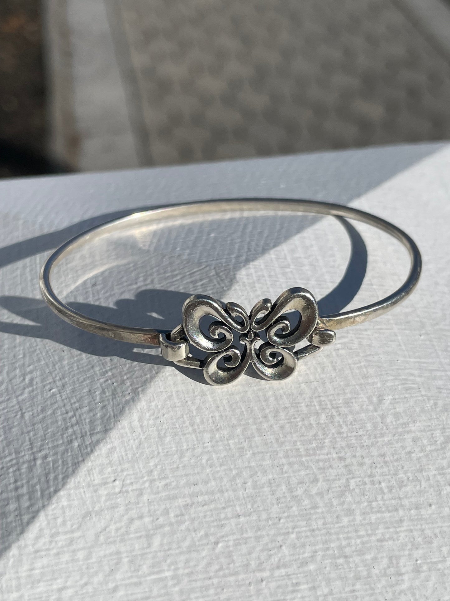 James Avery Silver Butterfly Bangle Bracelet 7”