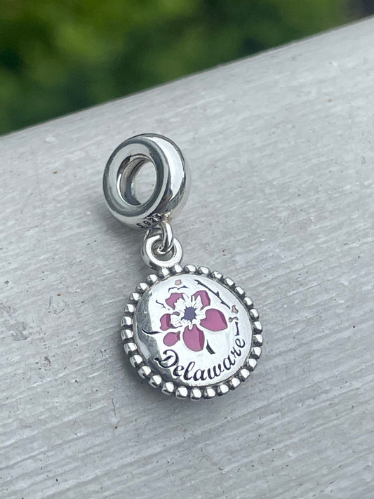 Pandora Delaware Peach Blossom State Exclusive Travel Dangle Charm