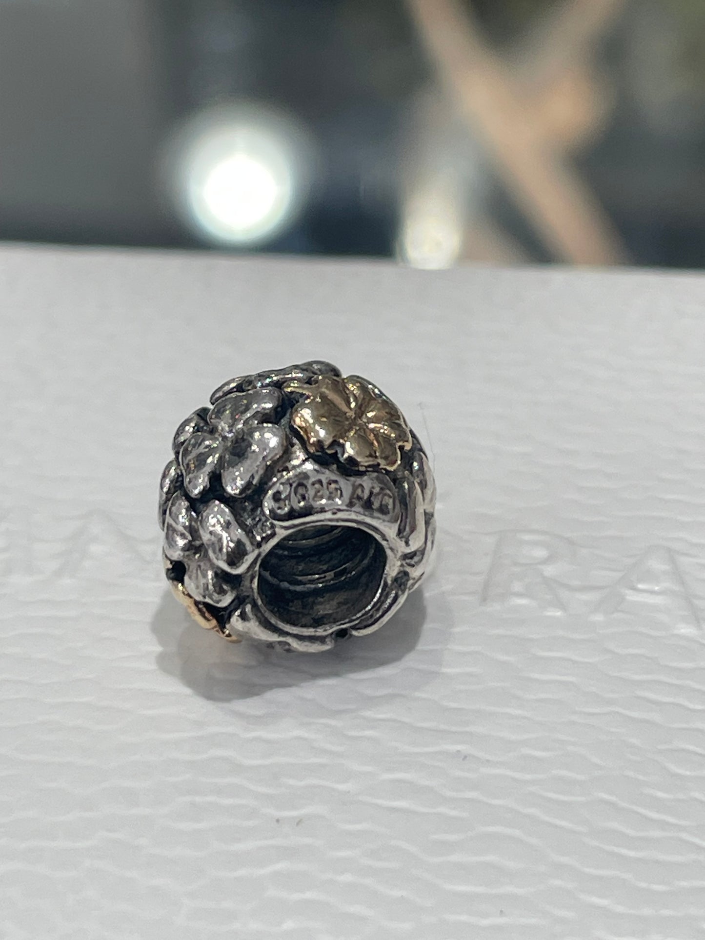 Retired Pandora Two Tone Lucky 4 Leaf Clover Charm 790387