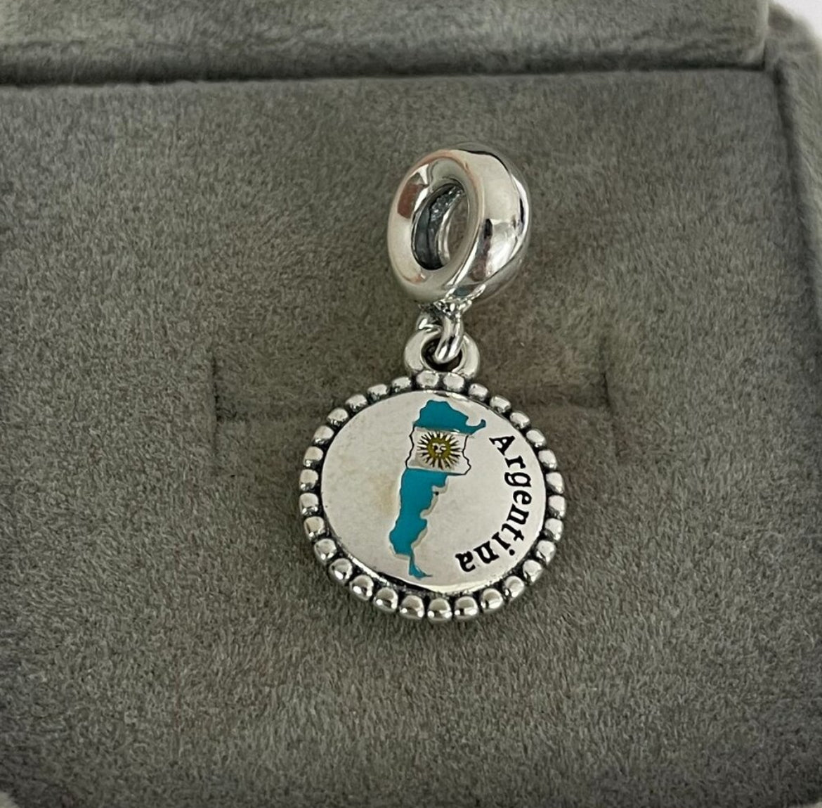 Pandora Argentina Country Map Flag Exclusive Travel Dangle Charm