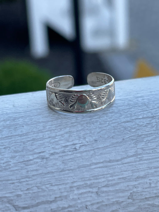 925 Sterling Silver Crab Toe Ring