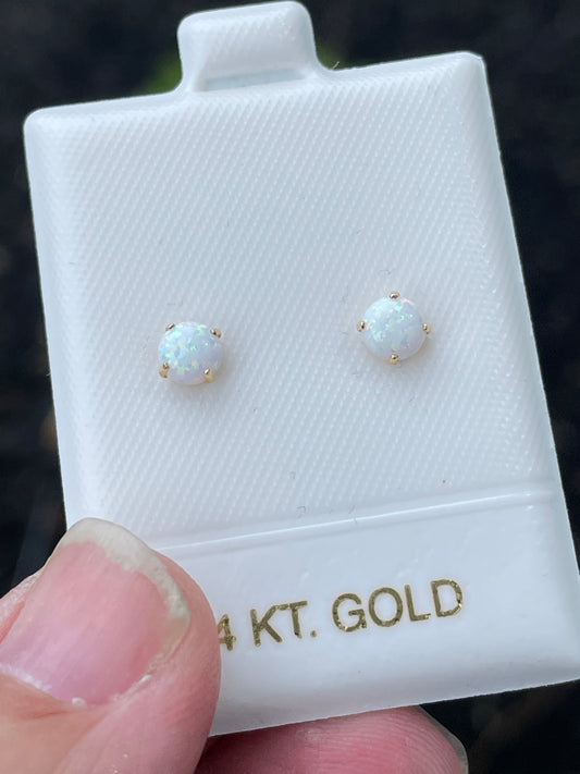 14k Gold .50ct Opal Stud Earrings