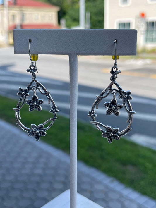 Designer Paz Israel 925 Sterling Silver Flower Garden Dangle Earrings