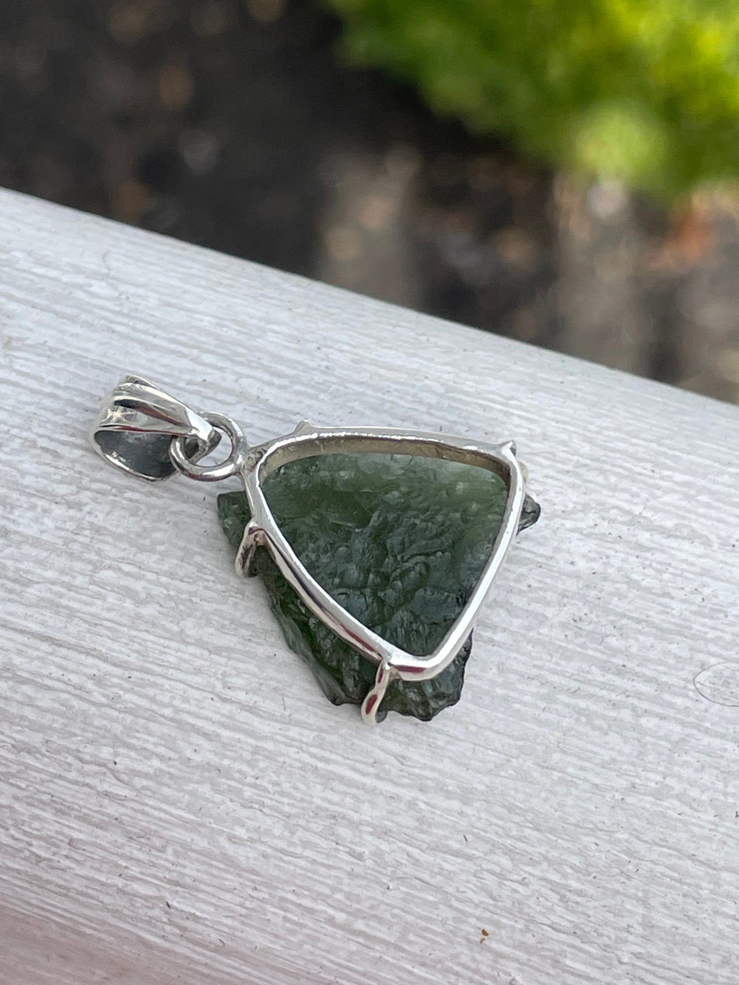925 Sterling Silver Natural Moldavite Stone Pendant