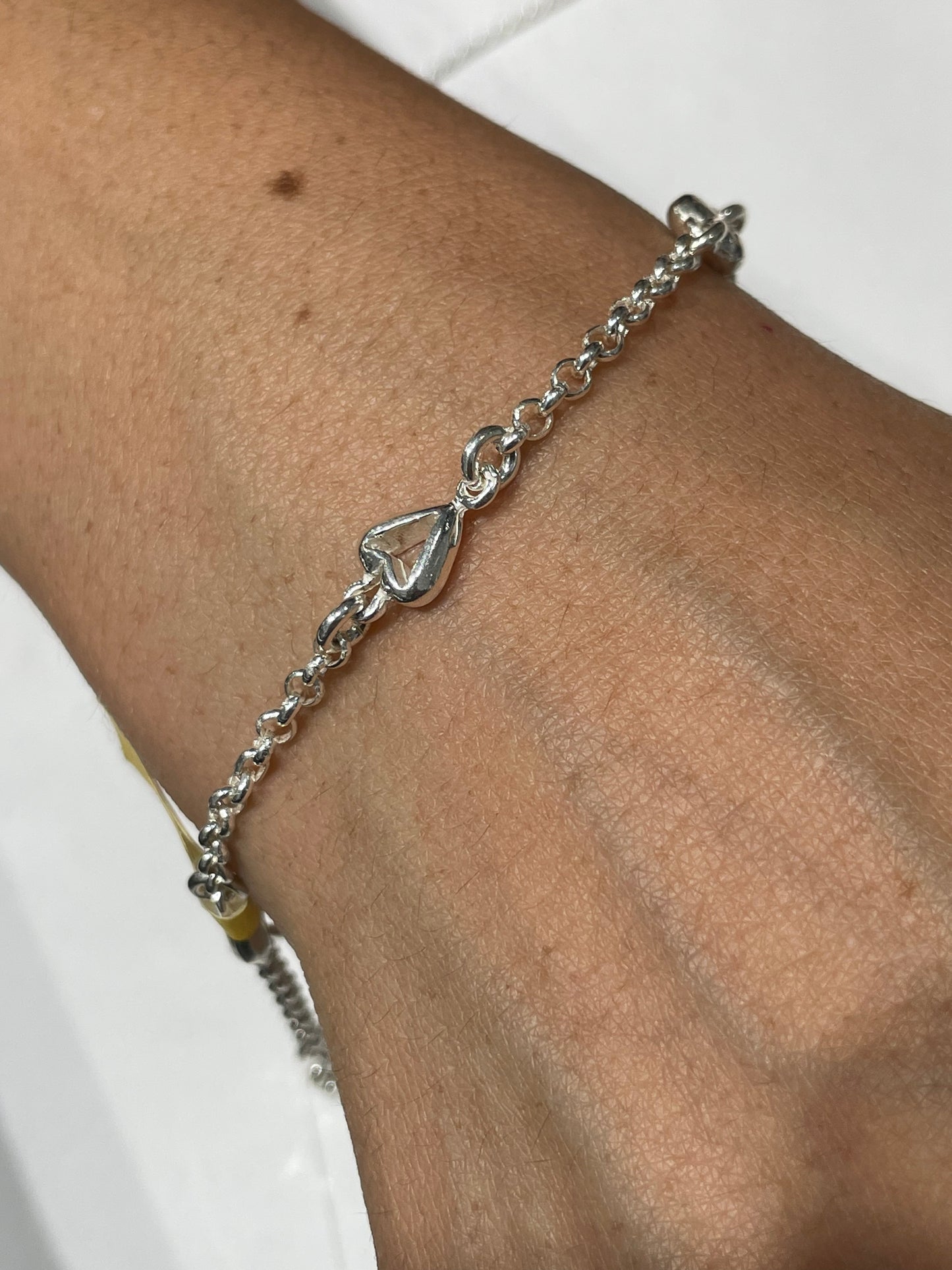 925 Sterling Silver Open Heart Link Bracelet