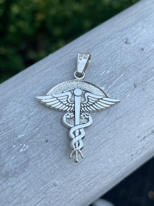 925 Sterling Silver Medical Professional Life Staff Charm