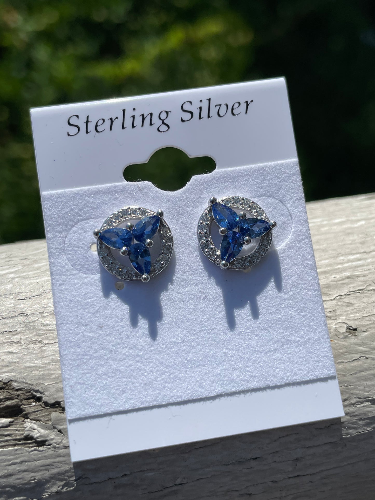 925 Sterling Silver "Glacial Beauty" Tanzanite Zirconia Stud Earrings