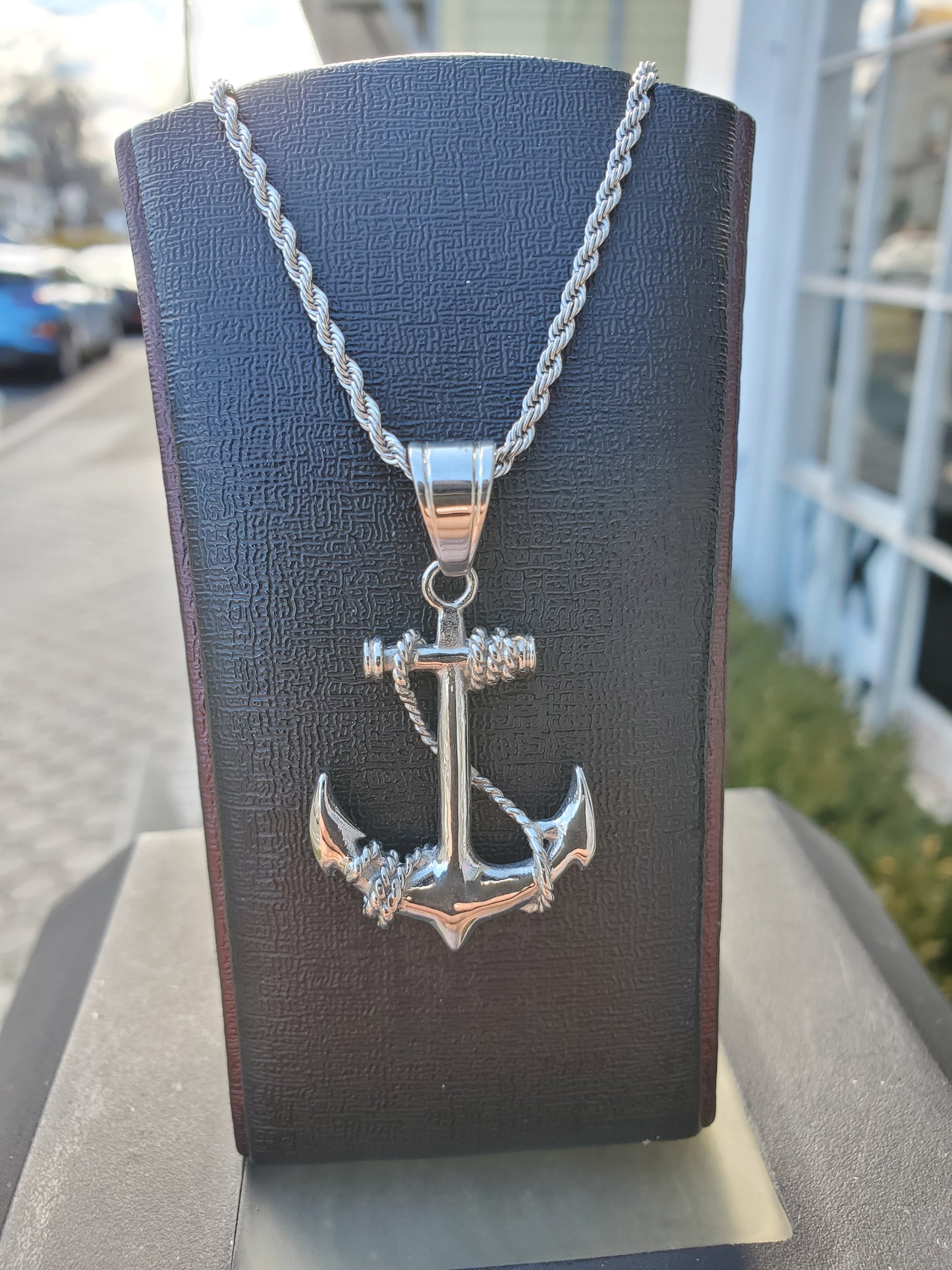 Stainless Steel Unisex Anchor Rope Chain Necklace