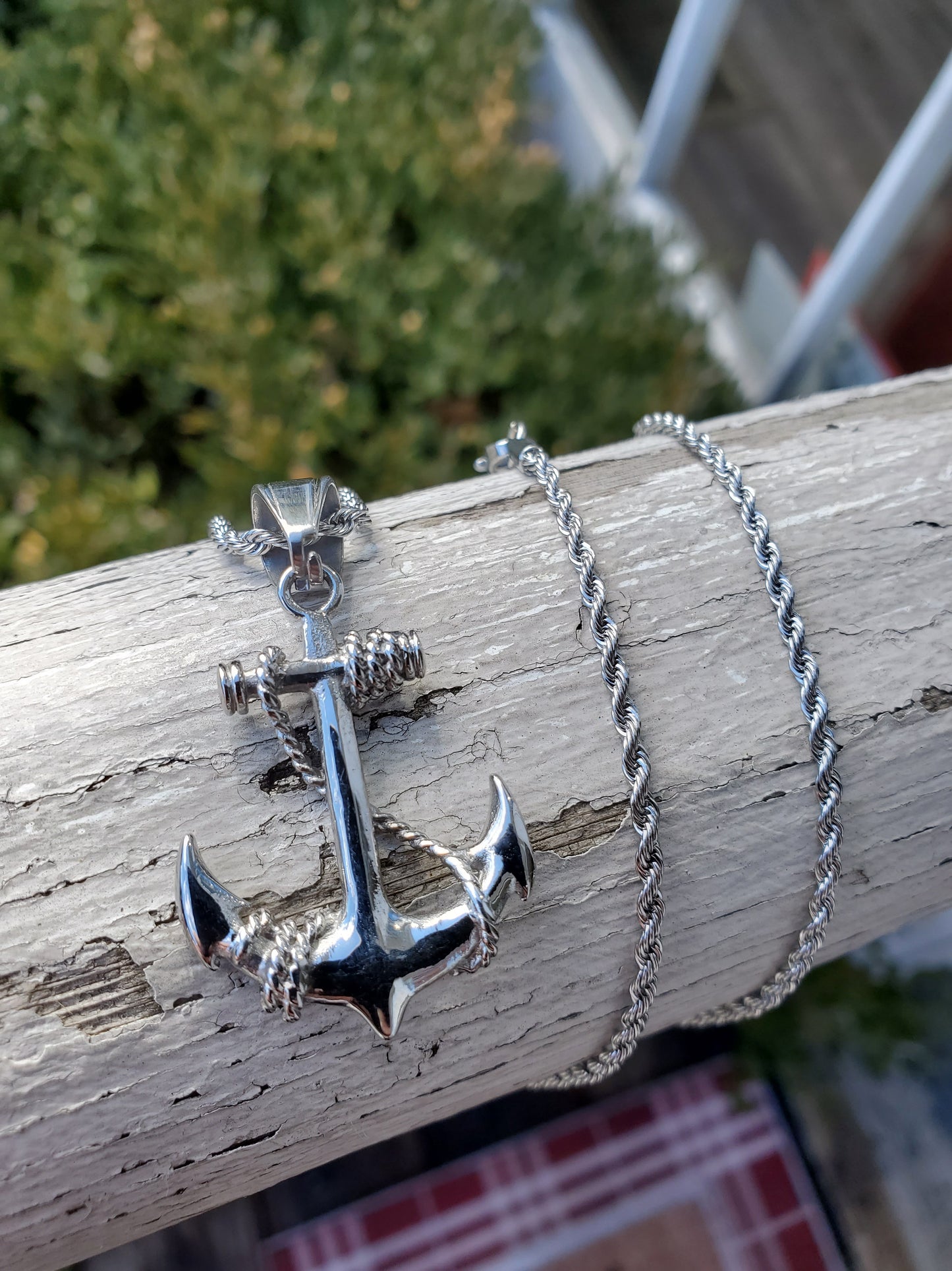 Stainless Steel Unisex Anchor Rope Chain Necklace
