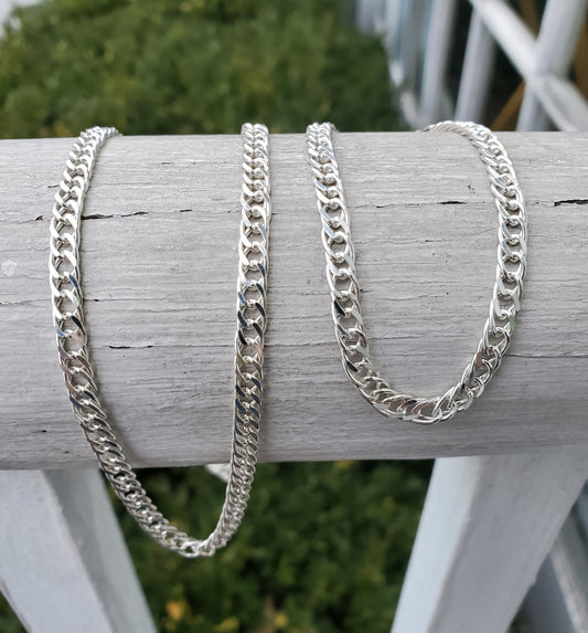 925 Sterling Silver Rambo Curb Link Necklace & Bracelet Set