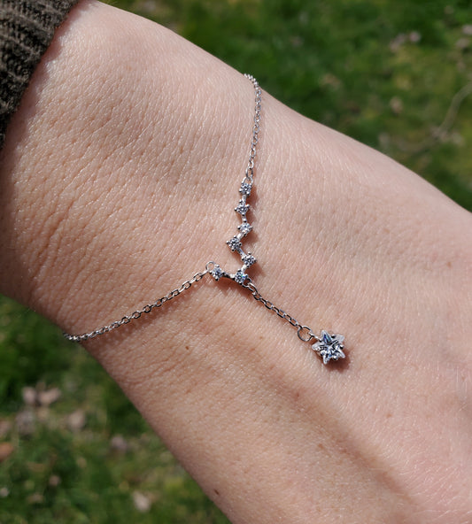 925 Sterling Silver constellation clear zirconia big dipper bracelet